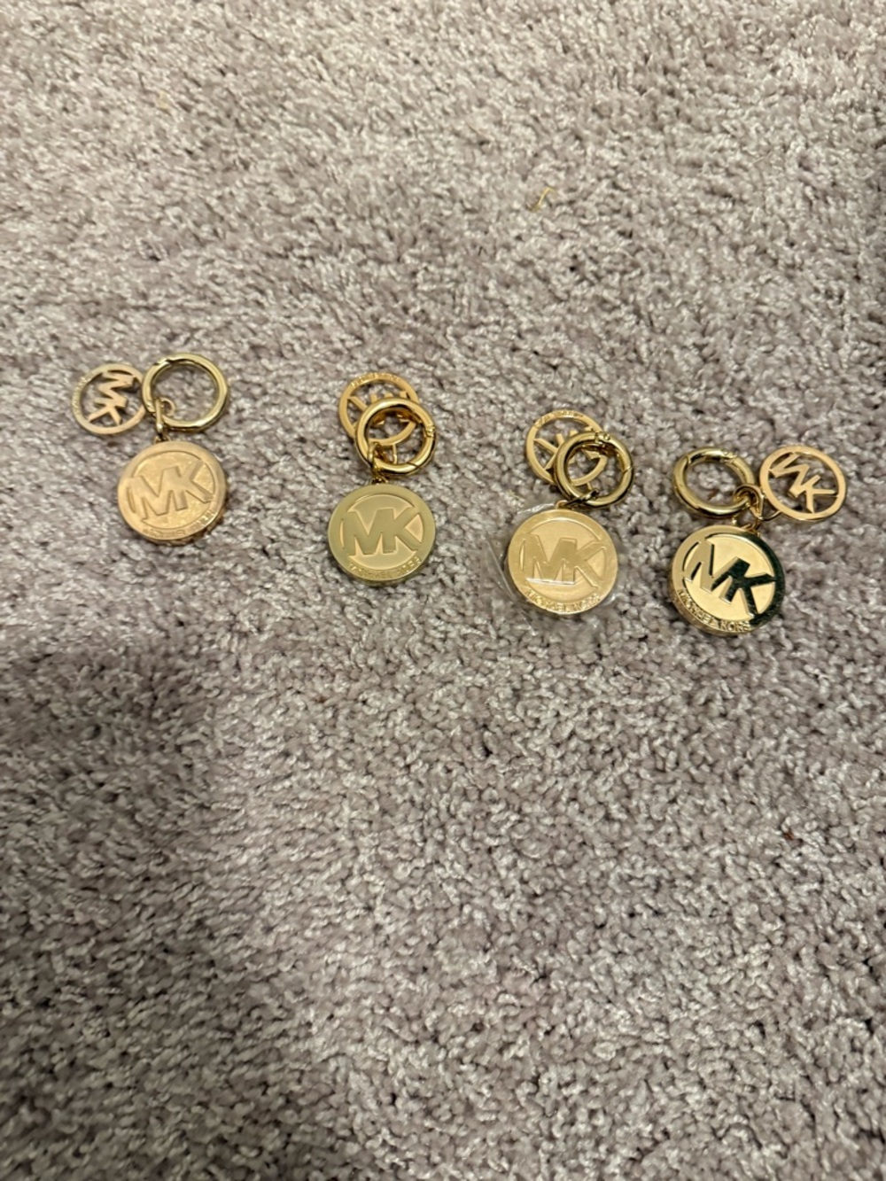 Michael Kors Gold-Tone MK Disc Keychain Charm